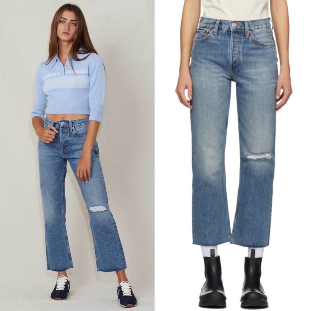 Re/Done 90s Loose Straight Jeans in Light Worn Wash Size 27
